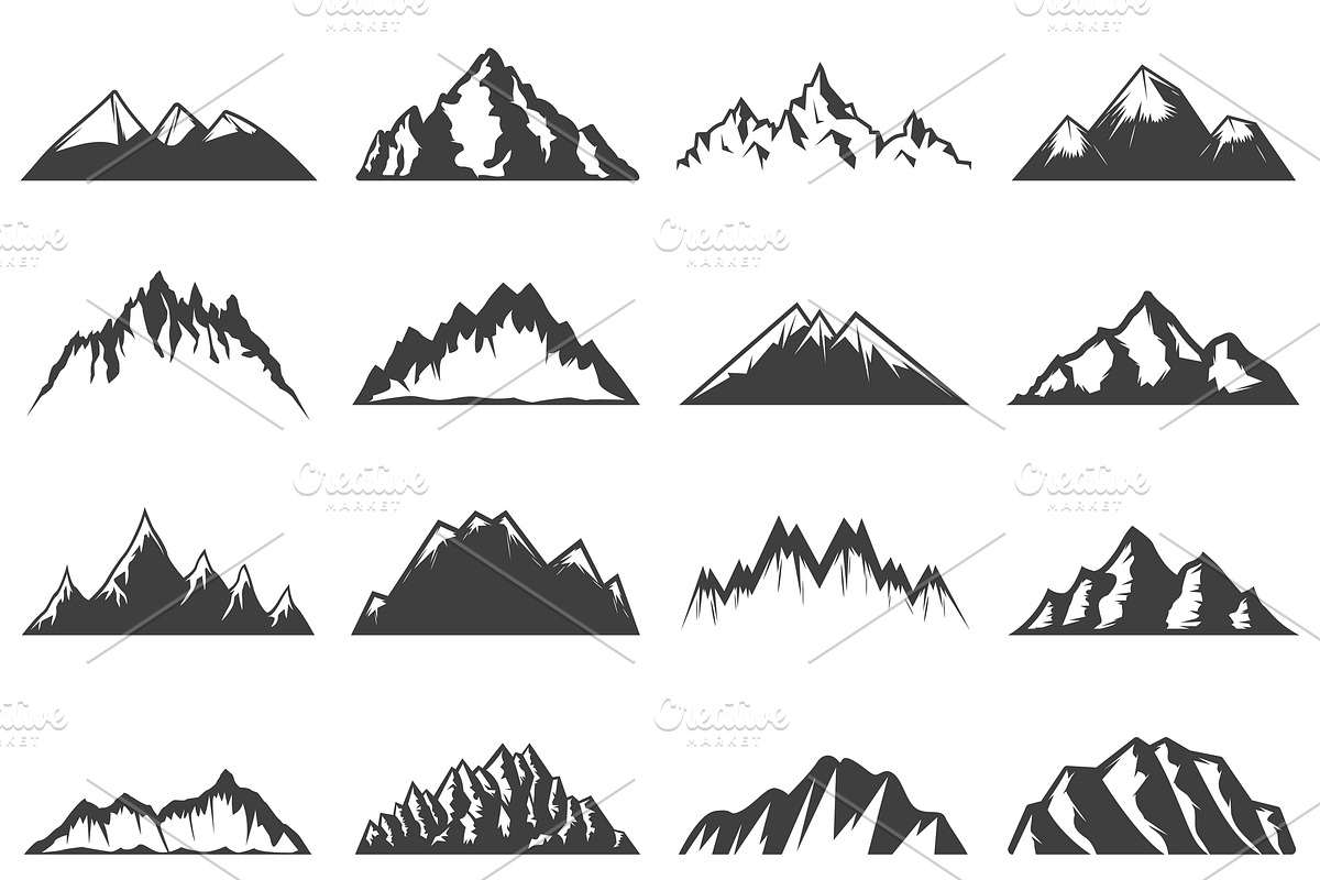 Vintage Mountains Icons Collection in Graphics - product preview 8