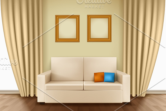 Realistic Curtains Set in Objects - product preview 3