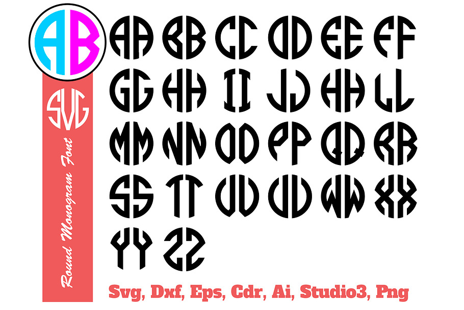 Circle Monogram 2 Letter Alphabet in Illustrations - product preview 8