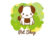 Pet shop banner with cute dog