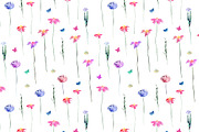 Watercolor meadow flowers pattern
