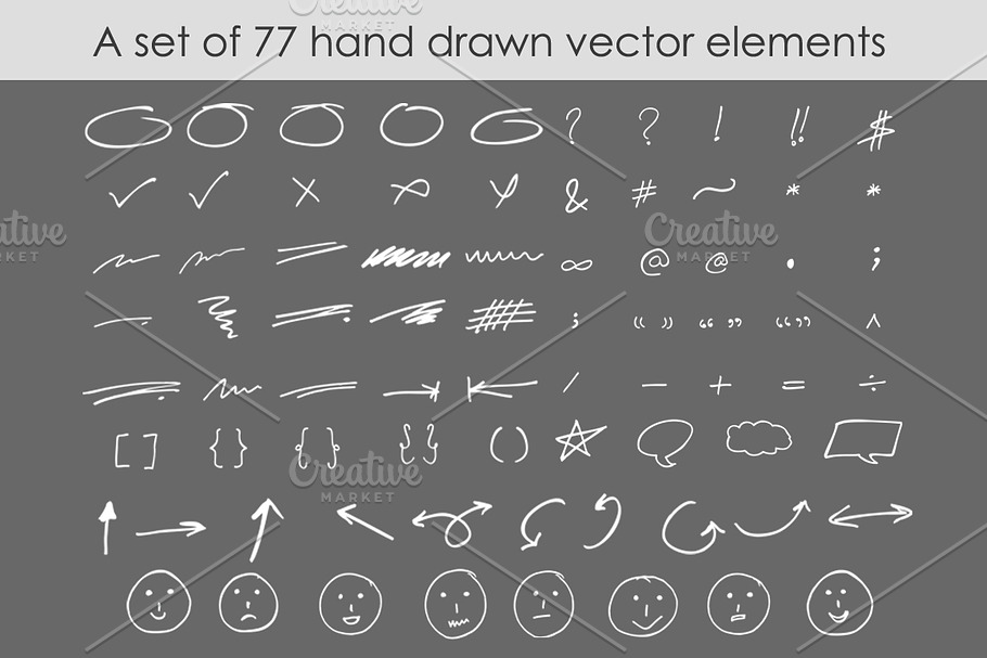Hand drawn vector elements in Smiley Icons - product preview 8