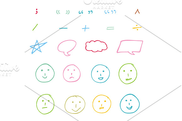 Hand drawn vector elements in Smiley Icons - product preview 3