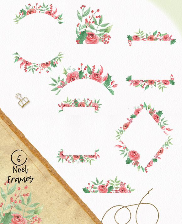 Noel Christmas Clipart Watercolor in Illustrations - product preview 3
