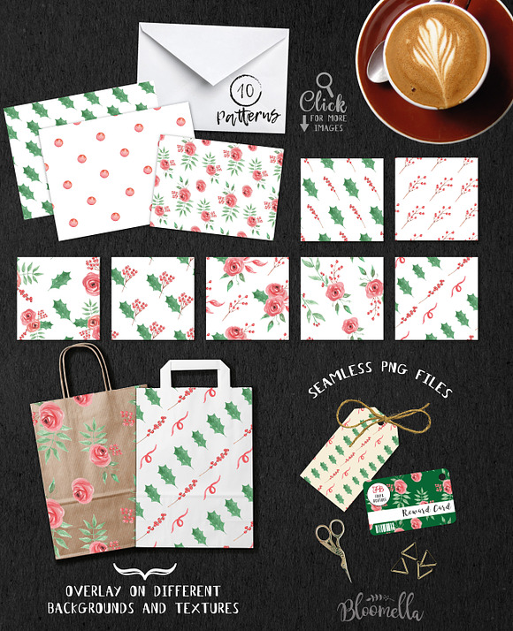 Noel Christmas Clipart Watercolor in Illustrations - product preview 4