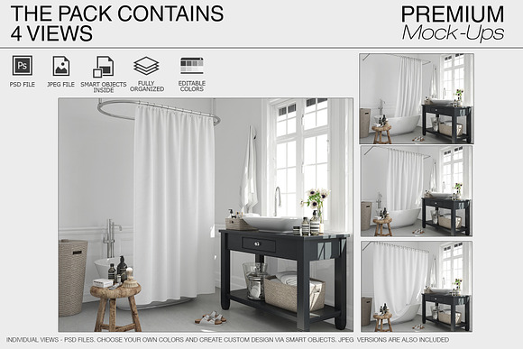 Bath Curtain Mockup Pack in Product Mockups - product preview 1