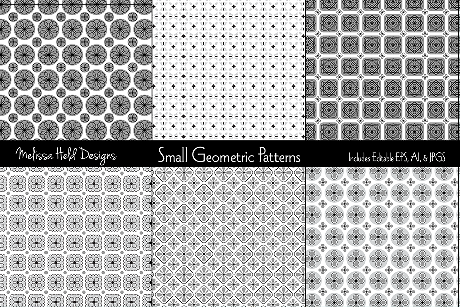 Small Black White & Grey Geometrics