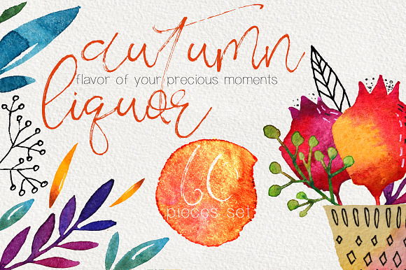 Autumn liquor. Watercolor set in Illustrations - product preview 5