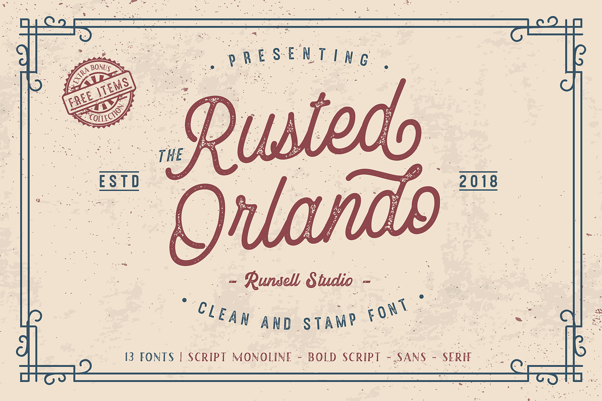 Rusted Orlando + Extras (30% OFF) in Display Fonts - product preview 8