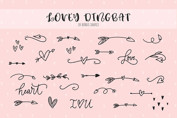 Cute heart font family Lovey in Script Fonts - product preview 2