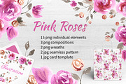  Watercolor pink roses