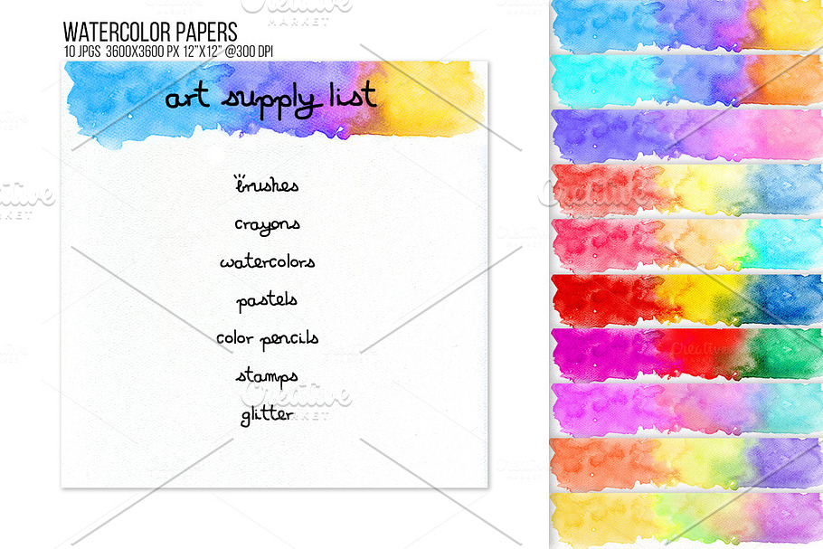 Header Footer Watercolor Borders in Textures - product preview 8