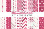 Red and Pink Arrows digital paper