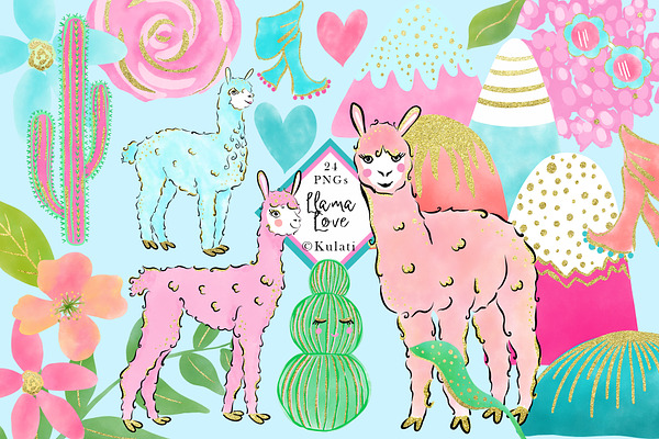 Cute Llama Clipart / Graphics