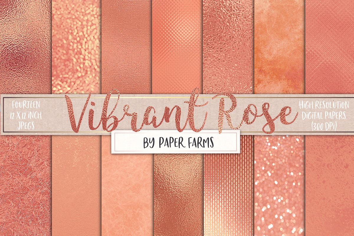 Rose gold foil digital paper in Textures - product preview 8