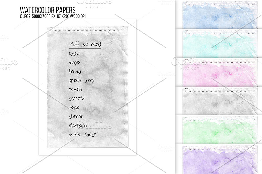 Watercolor stained note paper BG. in Textures - product preview 8