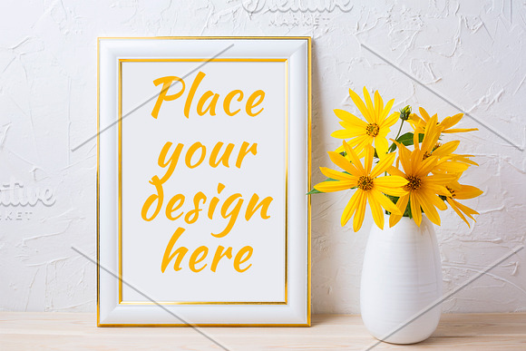 Gold decorated frame mockup in Print Mockups - product preview 1
