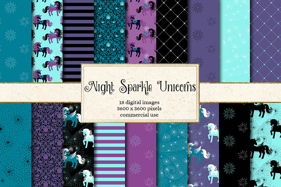 Night Sparkle Unicorn Patterns