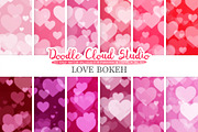 Romantic Hearts Bokeh digital paper