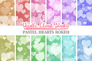 Pastel Hearts Bokeh digital paper