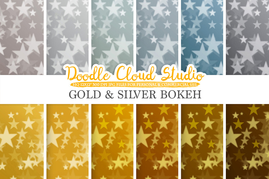 Gold & Silver Stars Bokeh in Textures - product preview 8