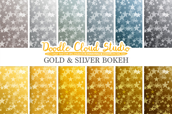Gold & Silver Stars Bokeh in Textures - product preview 1