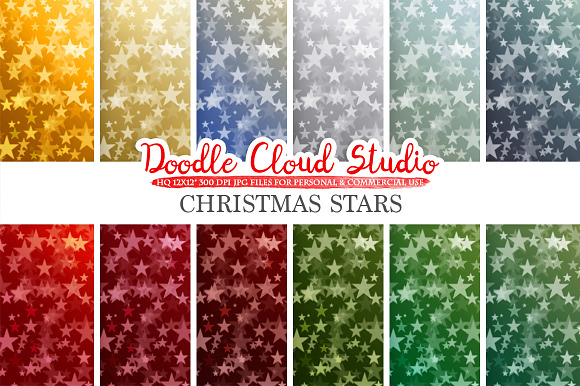 Christmas Stars Bokeh digital paper in Textures - product preview 1