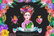 Frida Kahlo watercolor clip art