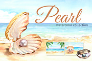 Pearls. Watercolor collection