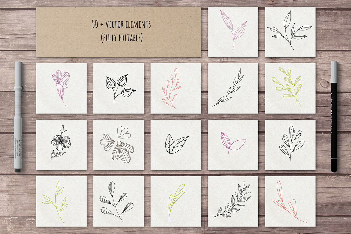 Hand Drawn Floral Collection in Objects - product preview 8