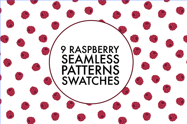 9 Raspberry seamless pattern swatche