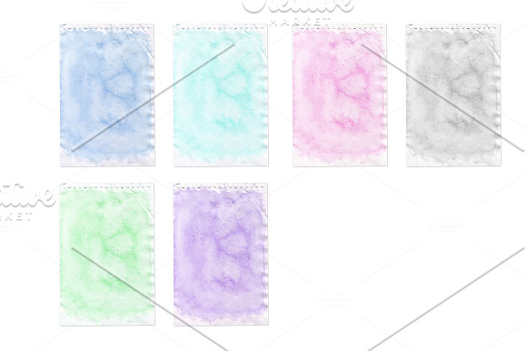 Watercolor stained note paper BG. in Textures - product preview 2