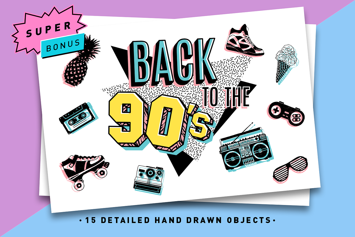 Back to the 90's. Hand Drawn Icons in Illustrations - product preview 8