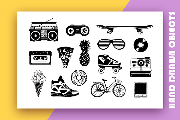 Back to the 90's. Hand Drawn Icons in Illustrations - product preview 3