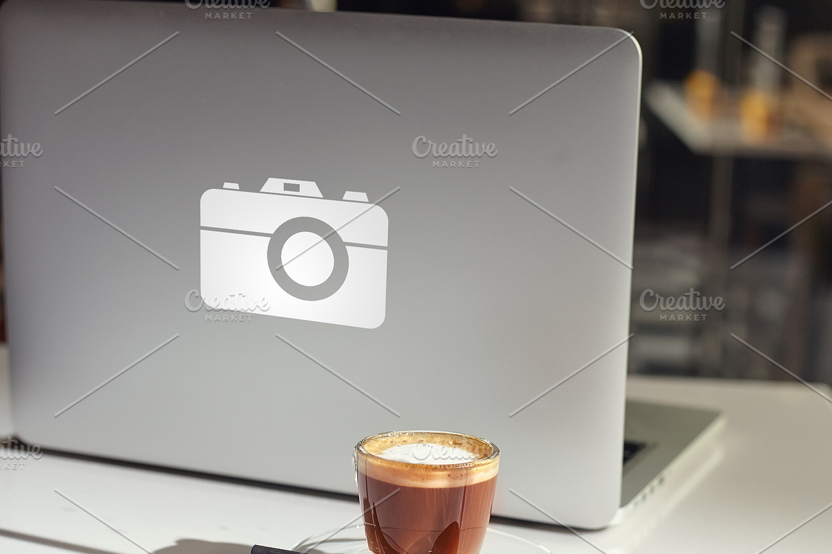 Modern laptop and coffee cup in Product Mockups - product preview 8
