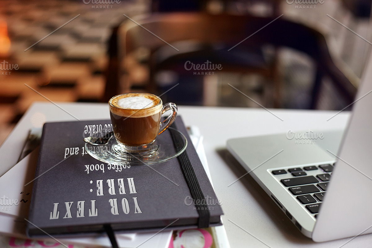 laptop and coffee cup MOCKUP in Product Mockups - product preview 8