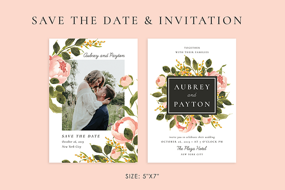 Peonies – wedding set in Wedding Templates - product preview 1