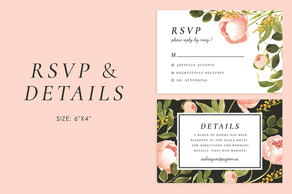Peonies – wedding set in Wedding Templates - product preview 2