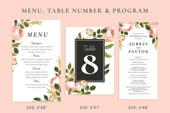 Peonies – wedding set in Wedding Templates - product preview 5