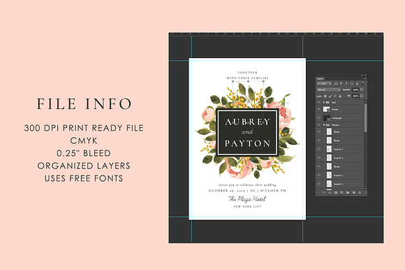 Peonies – wedding set in Wedding Templates - product preview 9