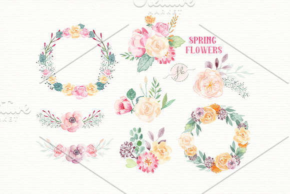 Spring Flowers- Watercolor set in Illustrations - product preview 1