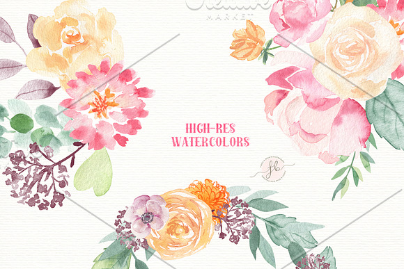 Spring Flowers- Watercolor set in Illustrations - product preview 2