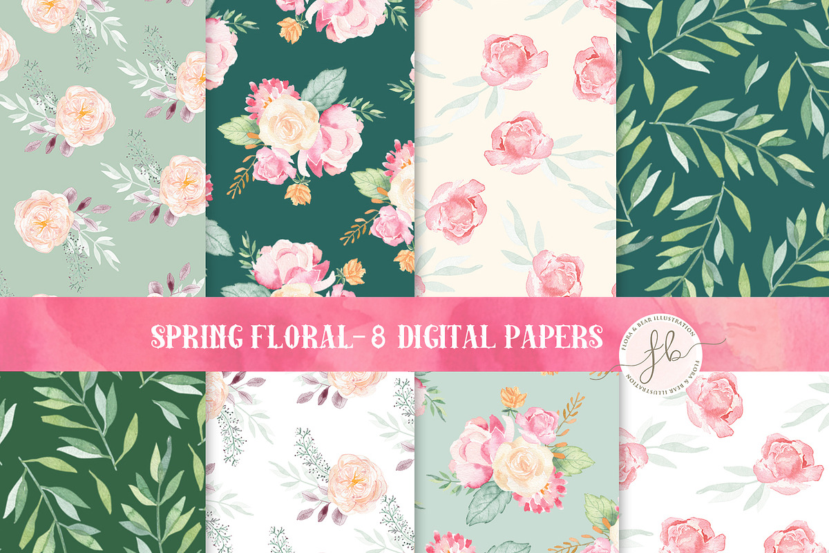 Spring Floral - Digital Papers in Illustrations - product preview 8