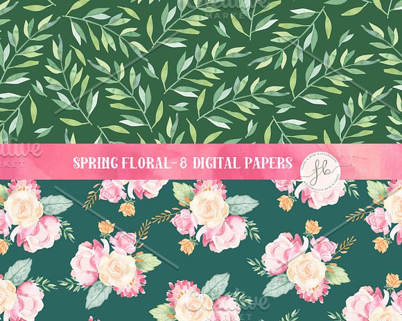 Spring Floral - Digital Papers in Illustrations - product preview 1