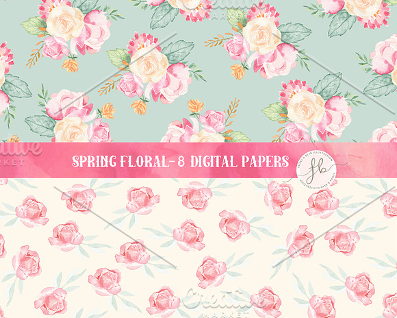 Spring Floral - Digital Papers in Illustrations - product preview 2