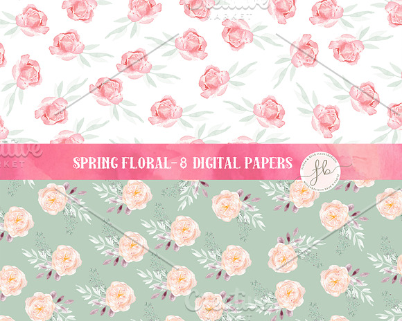 Spring Floral - Digital Papers in Illustrations - product preview 4