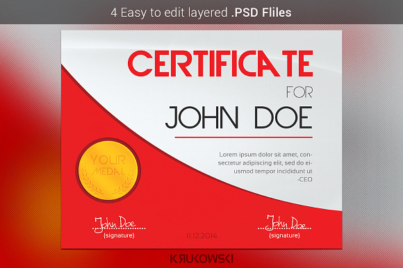 Modern Certificate Template in Stationery Templates - product preview 2