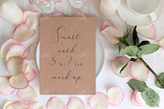 Table card Mockup with a Rose. PSD