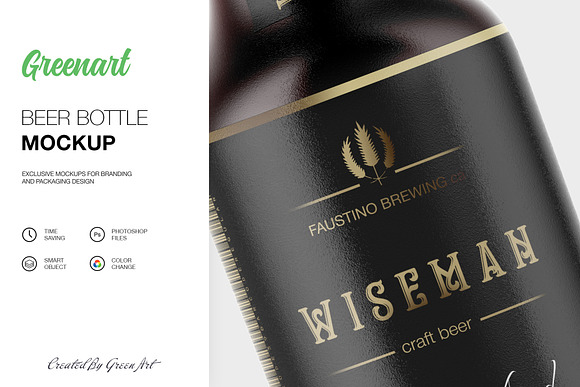 Beer Bottle Mockup in Product Mockups - product preview 2