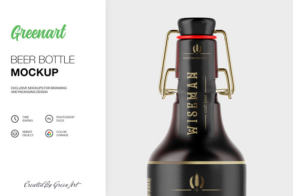 Beer Bottle Mockup in Product Mockups - product preview 3